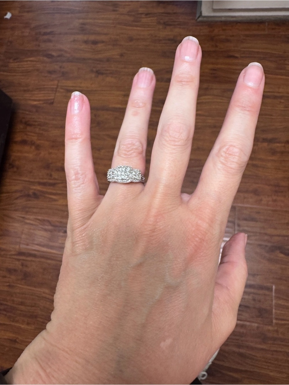 10K White Gold Natural Diamond Princess Cluster Halo Engagement - Picture 15 of 16